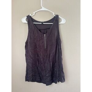 Express Tank  Womens M Gray Silver Striped Zipper Sleeveless Casual‎ Grunge Glam